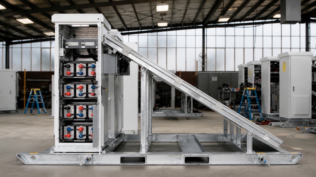Solar and battery power skid assembled in a controlled manufacturing environment